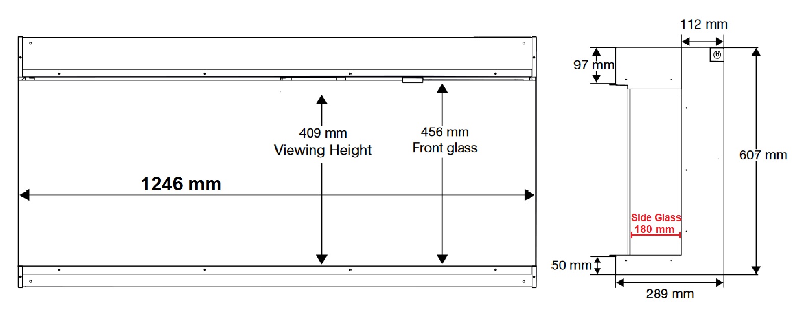 DIMPLEX ignite bold 50 DIMENSIONS