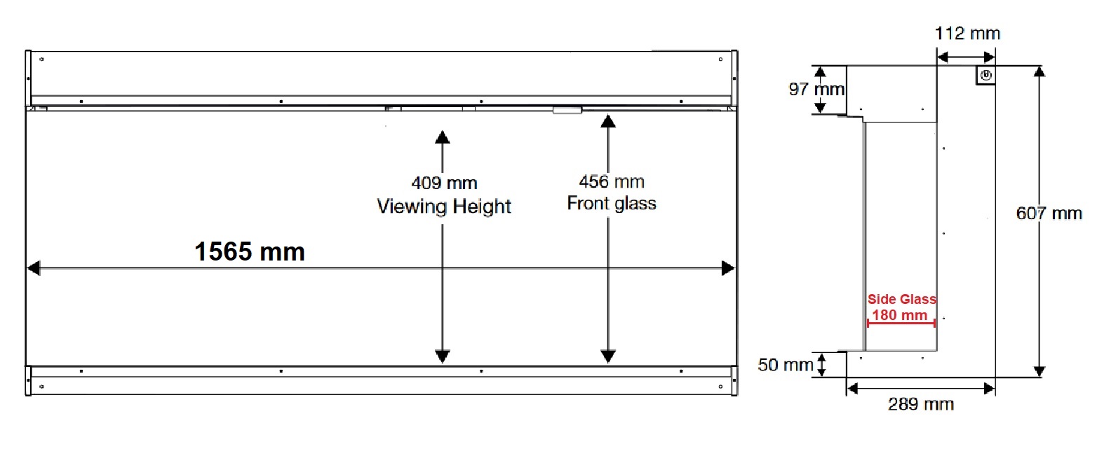 DIMPLEX ignite bold 60 DIMENSIONS